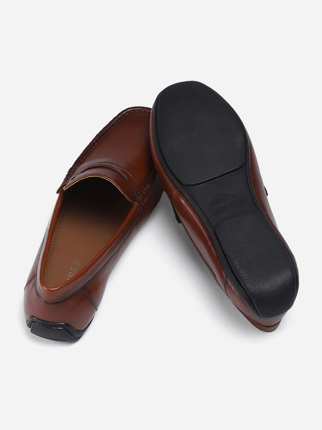 Men Tan Slip on Genuine Leather Loafers