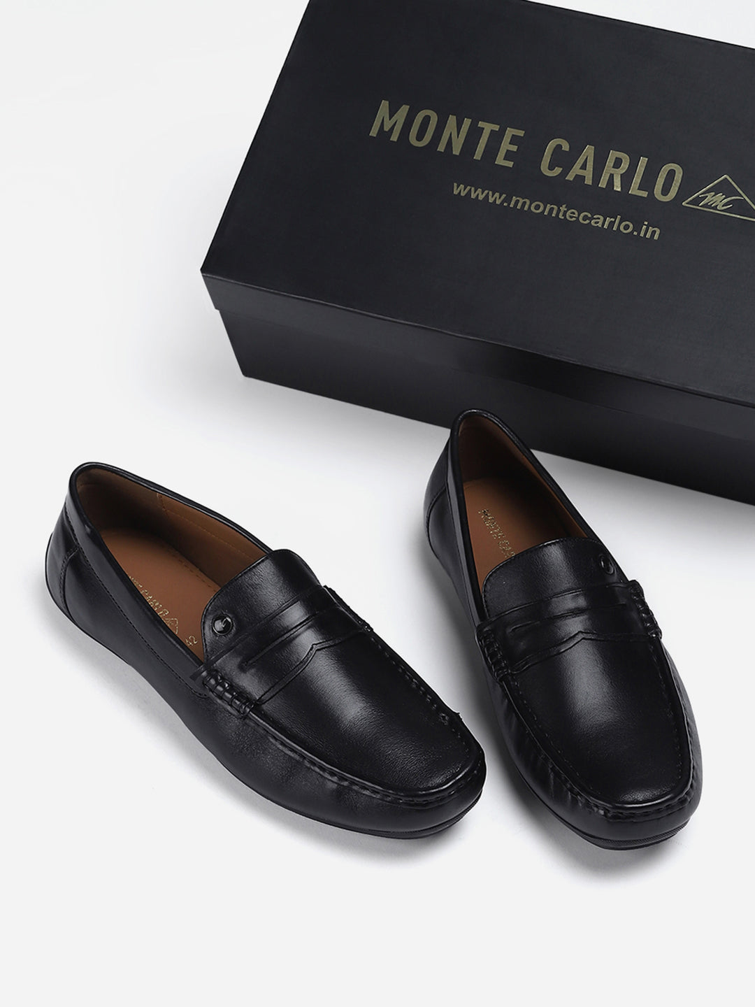 Men Black Slip on Genuine Leather Loafers