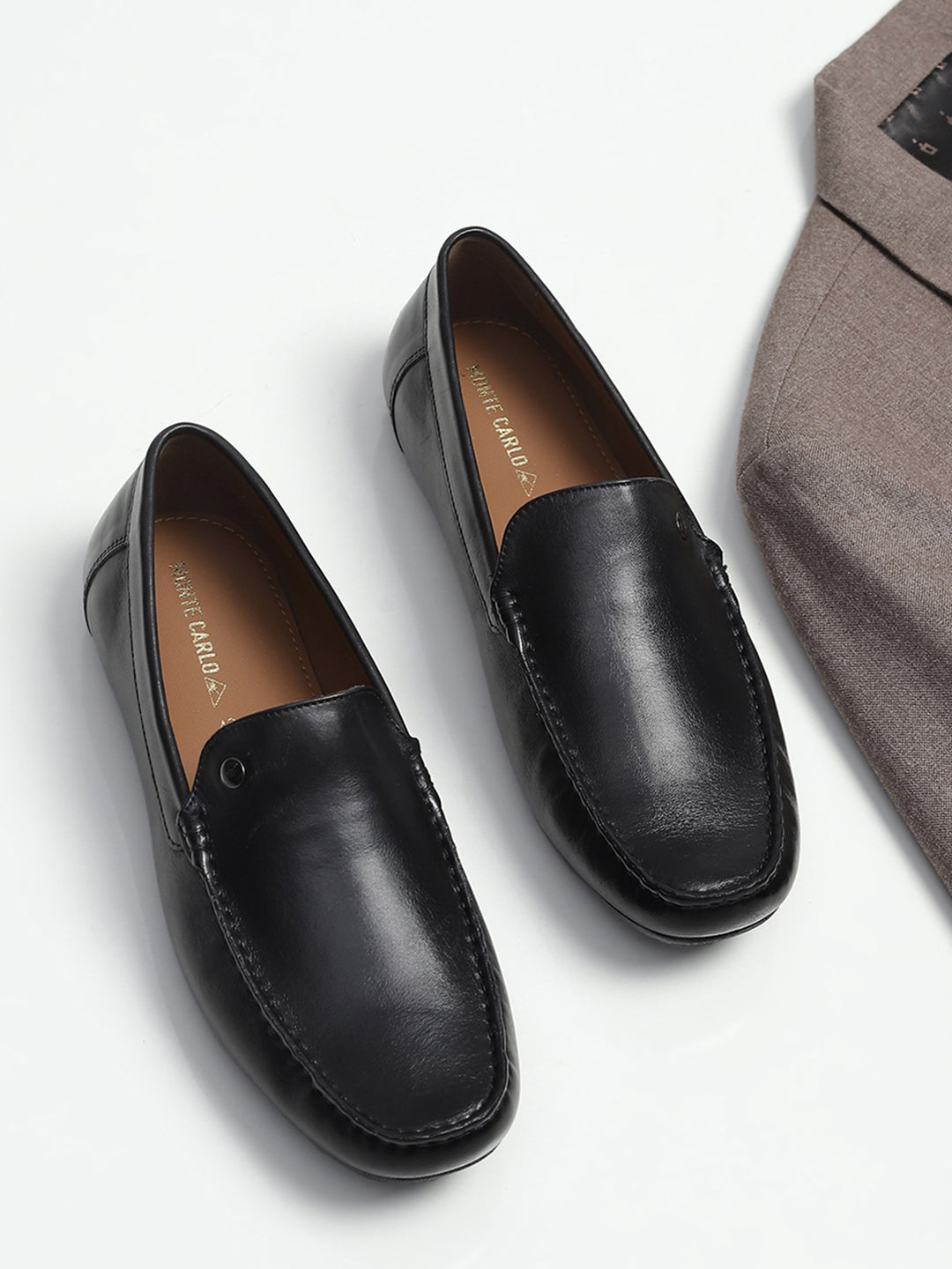 Men Black Slip on Genuine Leather Loafers