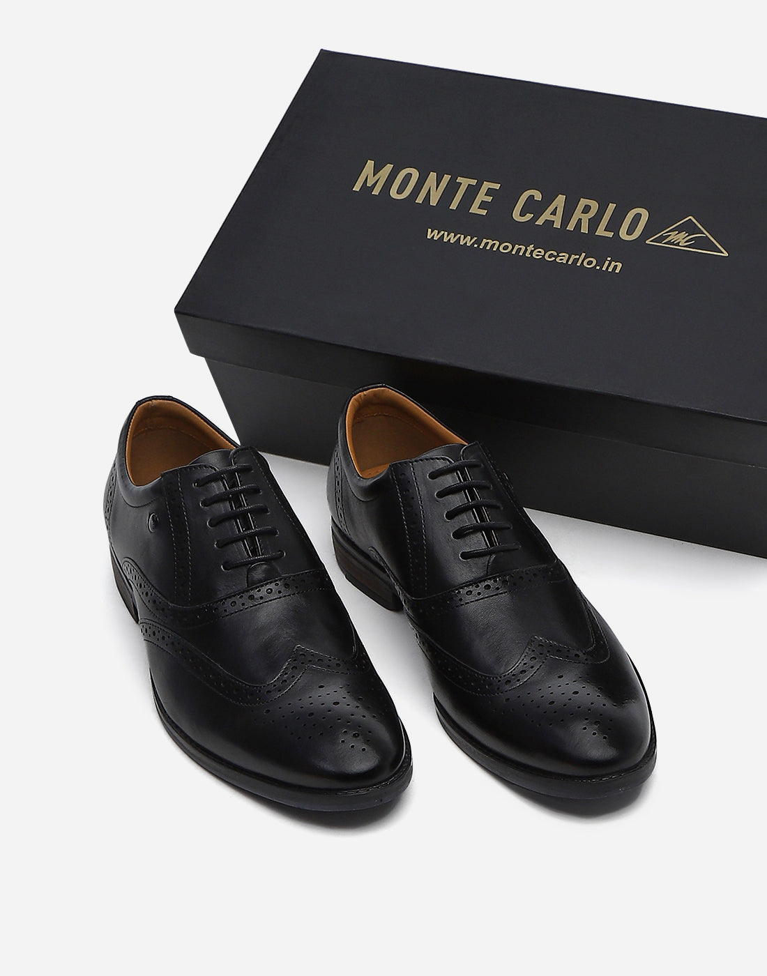Men Black Lace Up Genuine Leather Formal Brogues