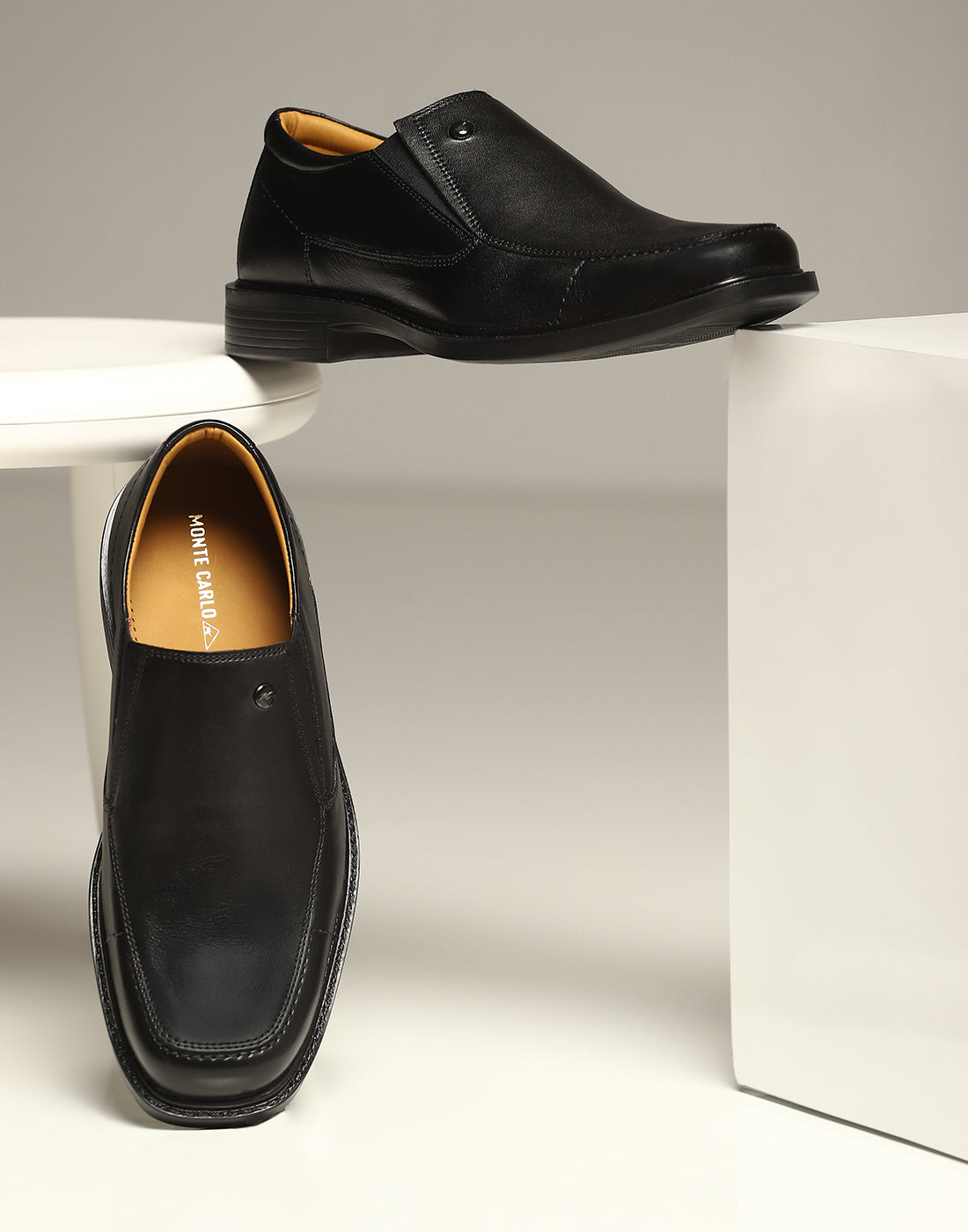 Men Black Slip on Genuine Leather Penny Loafers