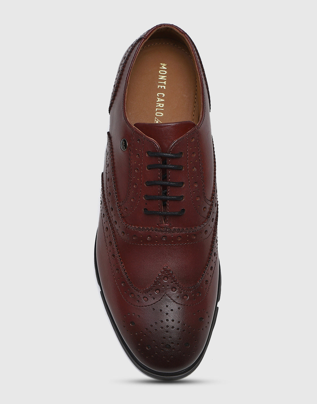 Men Burgundy Lace Up Genuine Leather Formal Brogues