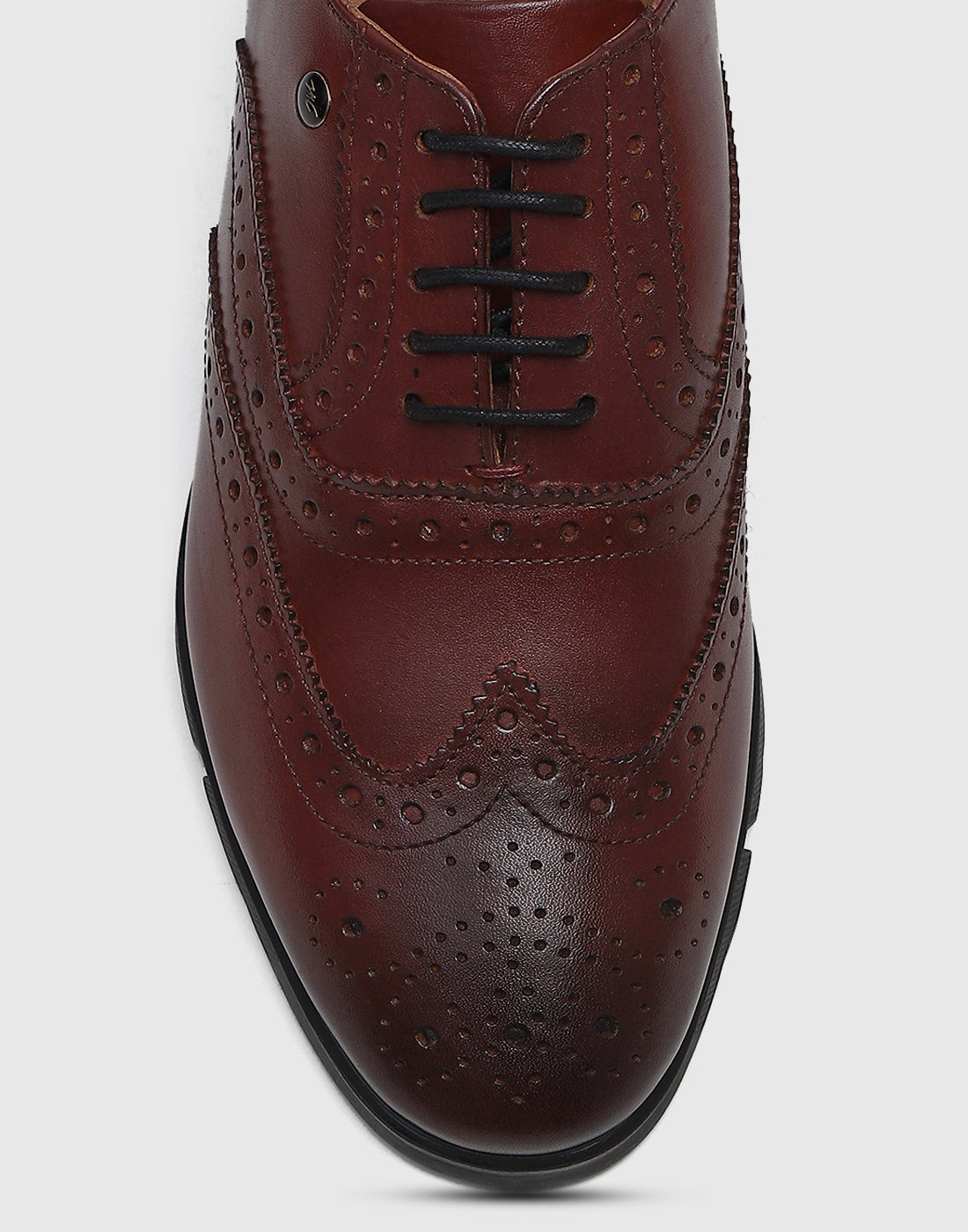 Men Burgundy Lace Up Genuine Leather Formal Brogues