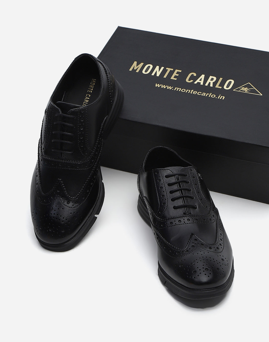 Men Black Lace Up Genuine Leather Formal Brogues