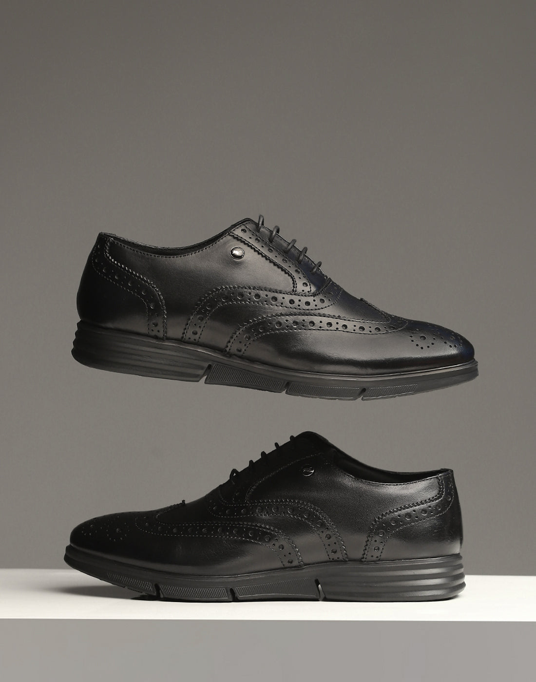 Men Black Lace Up Genuine Leather Formal Brogues