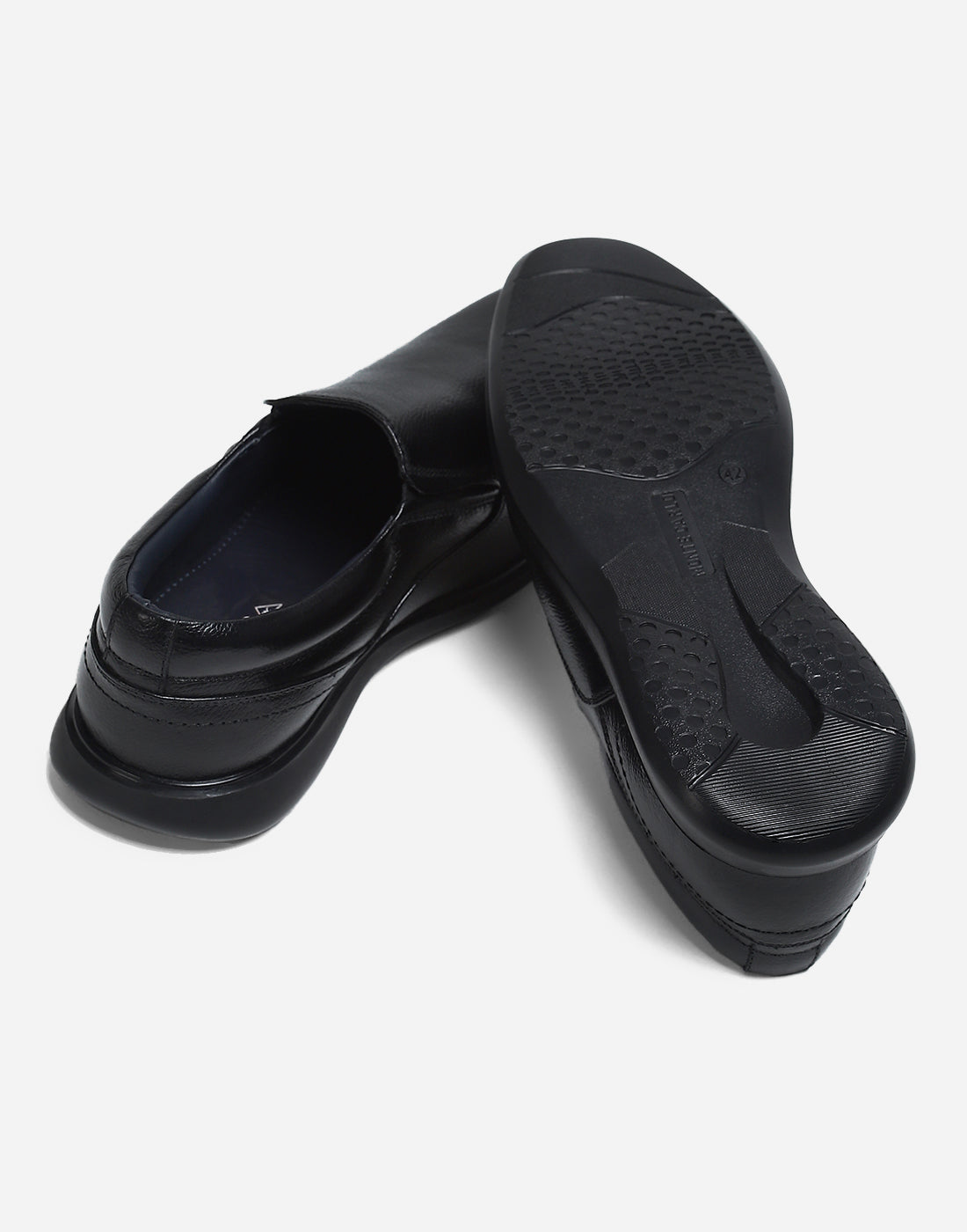 Men Black Genuine Leather Slip on Shoes