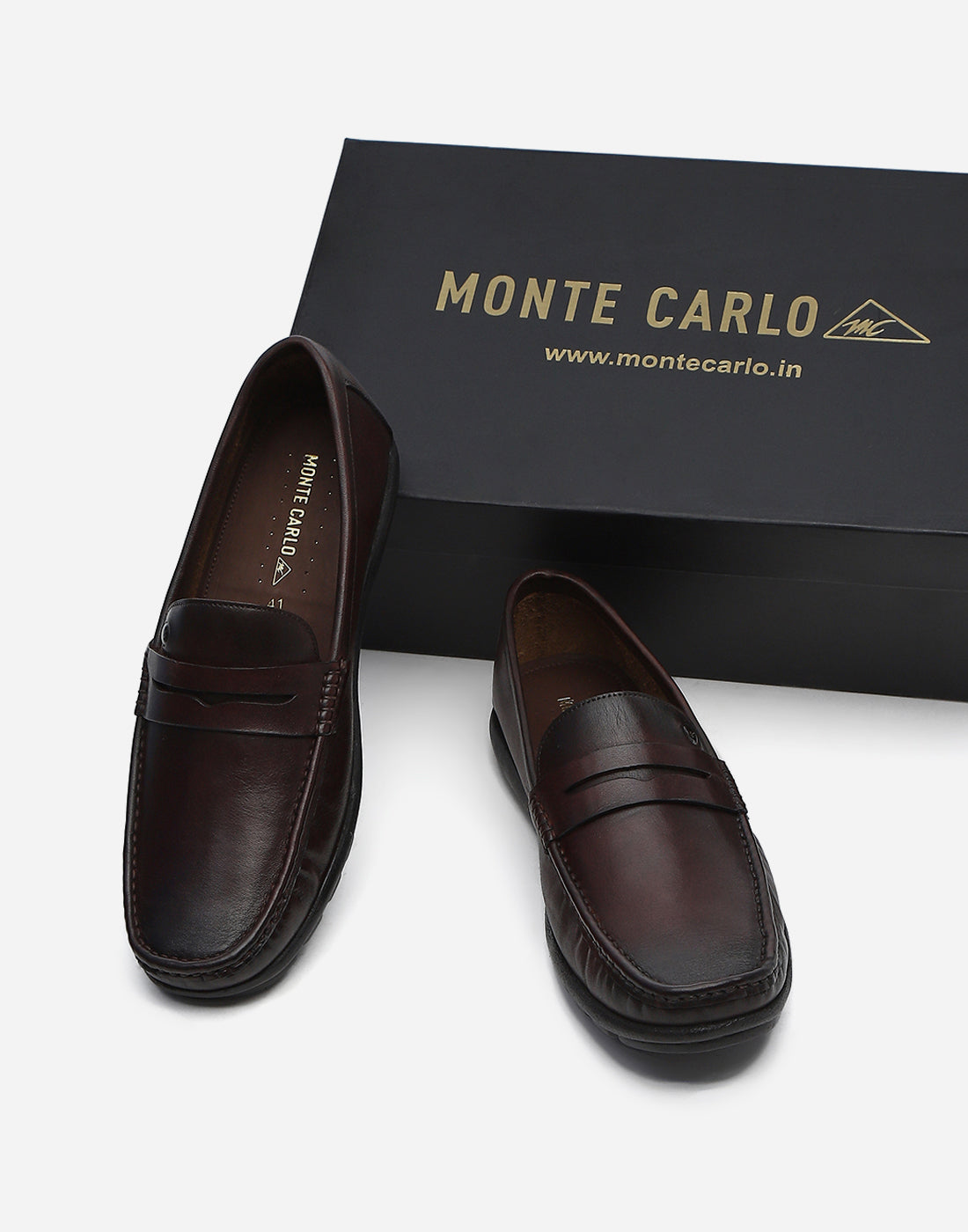 Men Brown Slip on Genuine Leather Penny Loafers