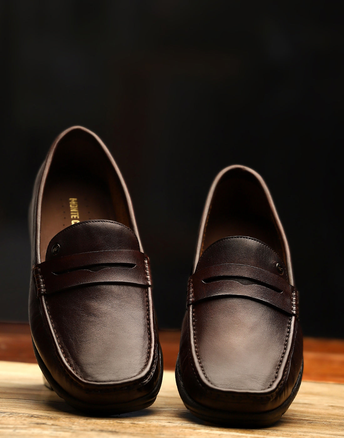 Men Brown Slip on Genuine Leather Penny Loafers