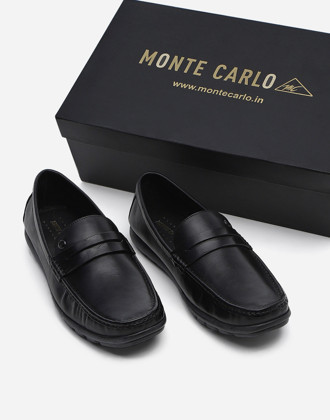Men Black Slip on Genuine Leather Penny Loafers