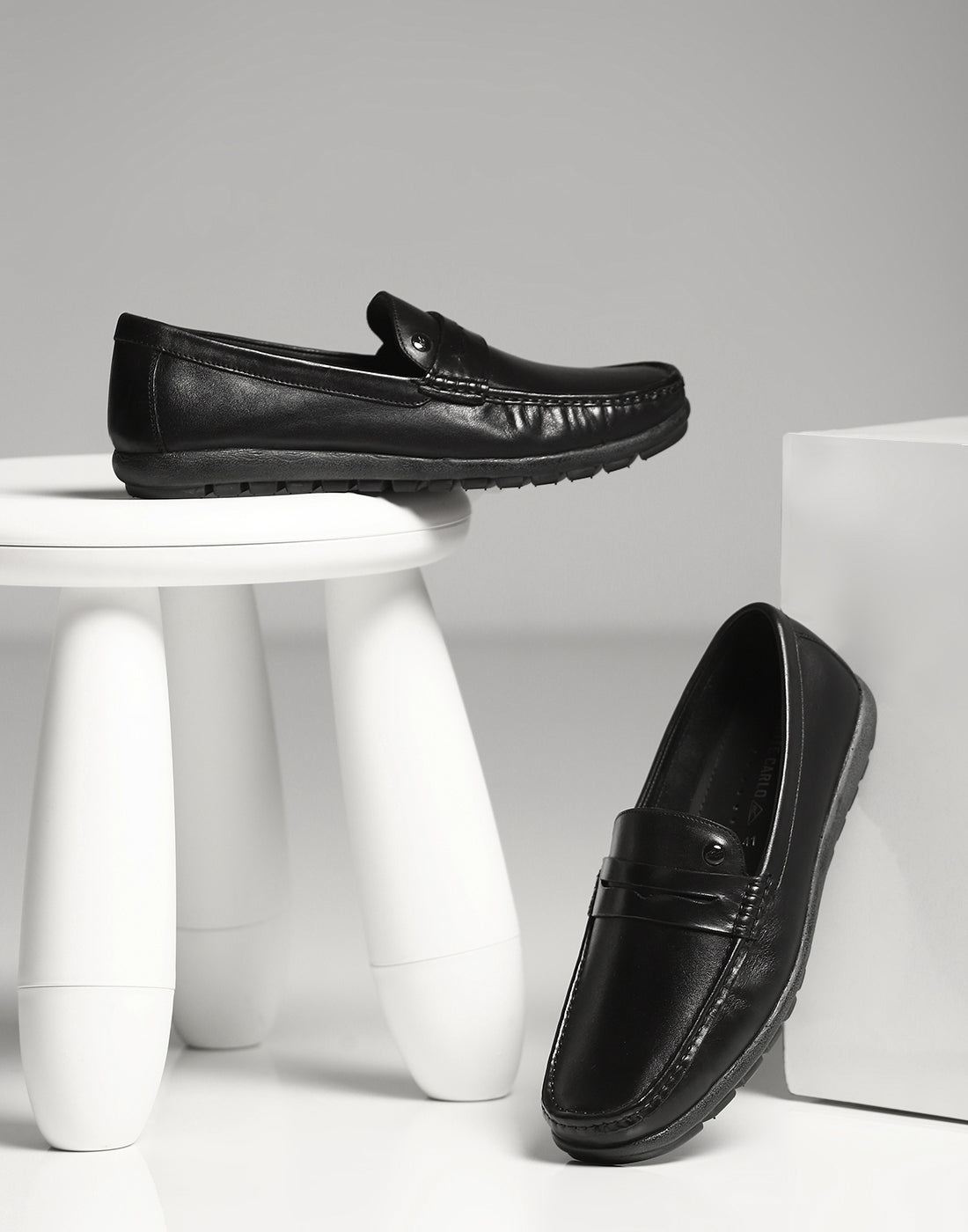 Men Black Slip on Genuine Leather Penny Loafers