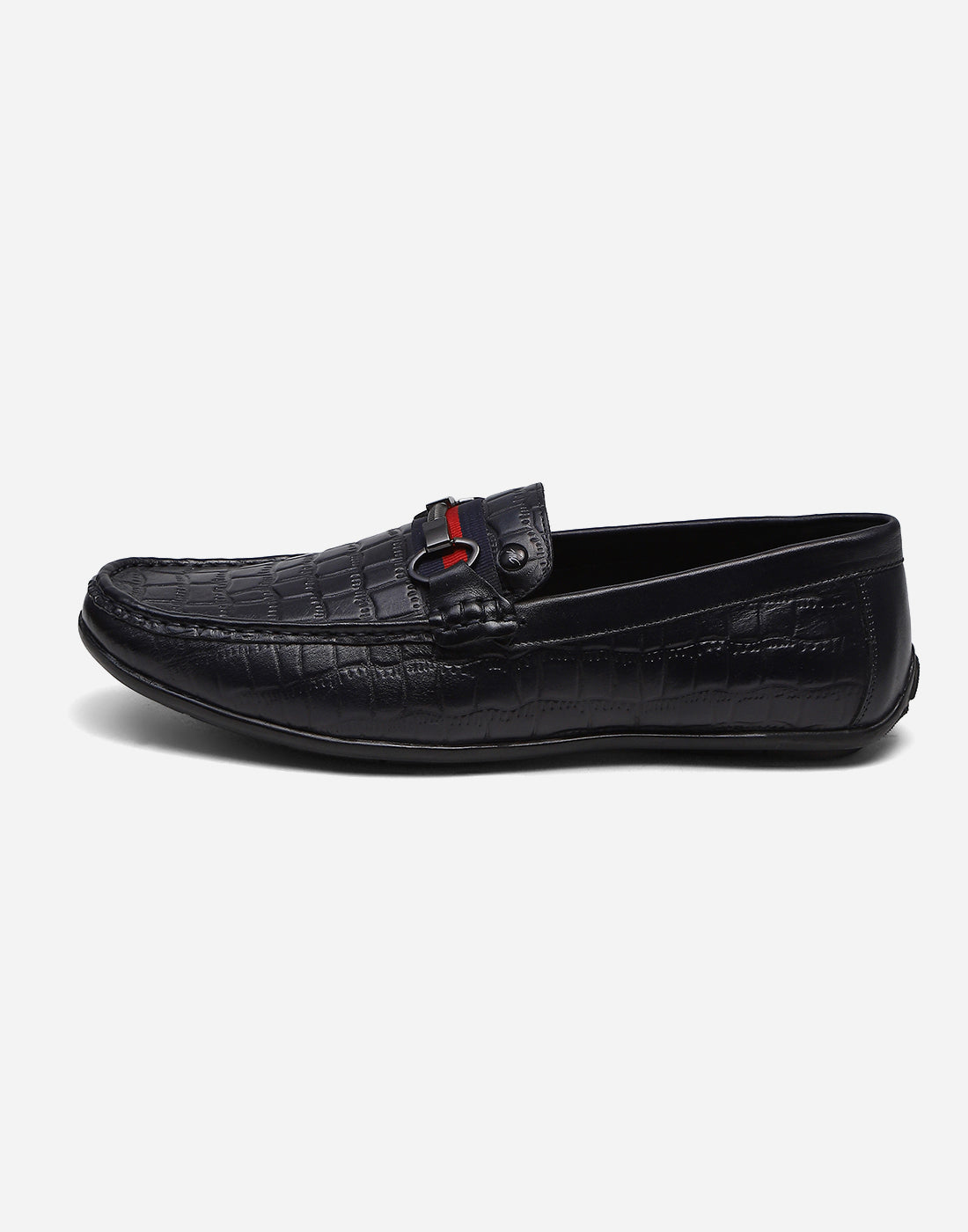 Men Navy Blue Slip on Genuine Leather Loafers