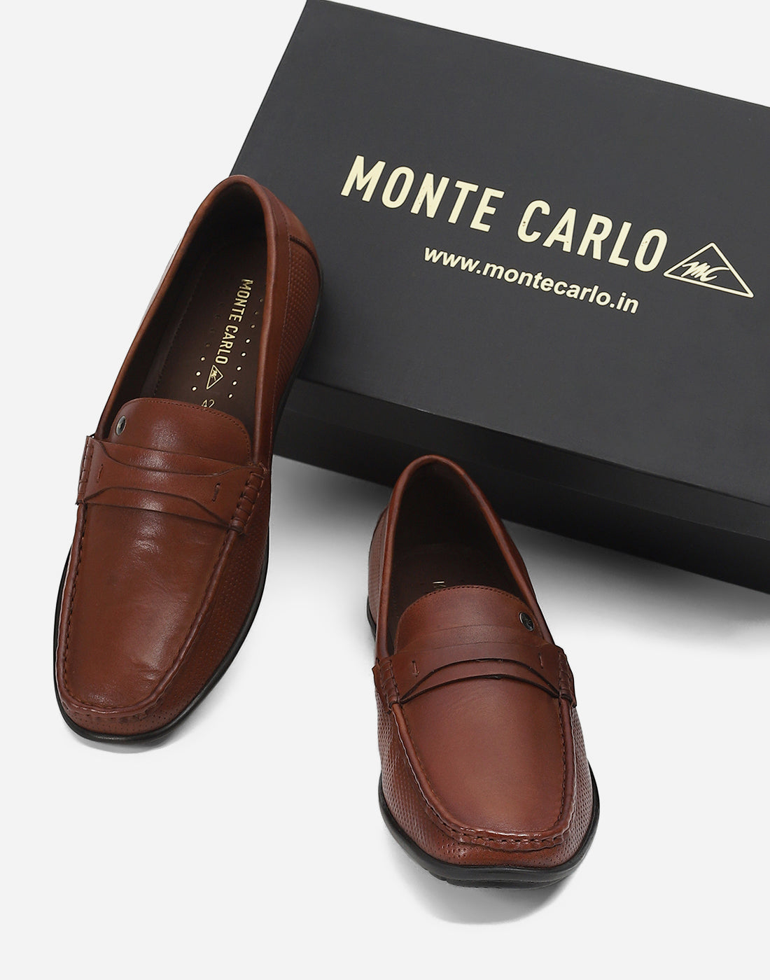 Men Tan Slip on Genuine Leather Loafers