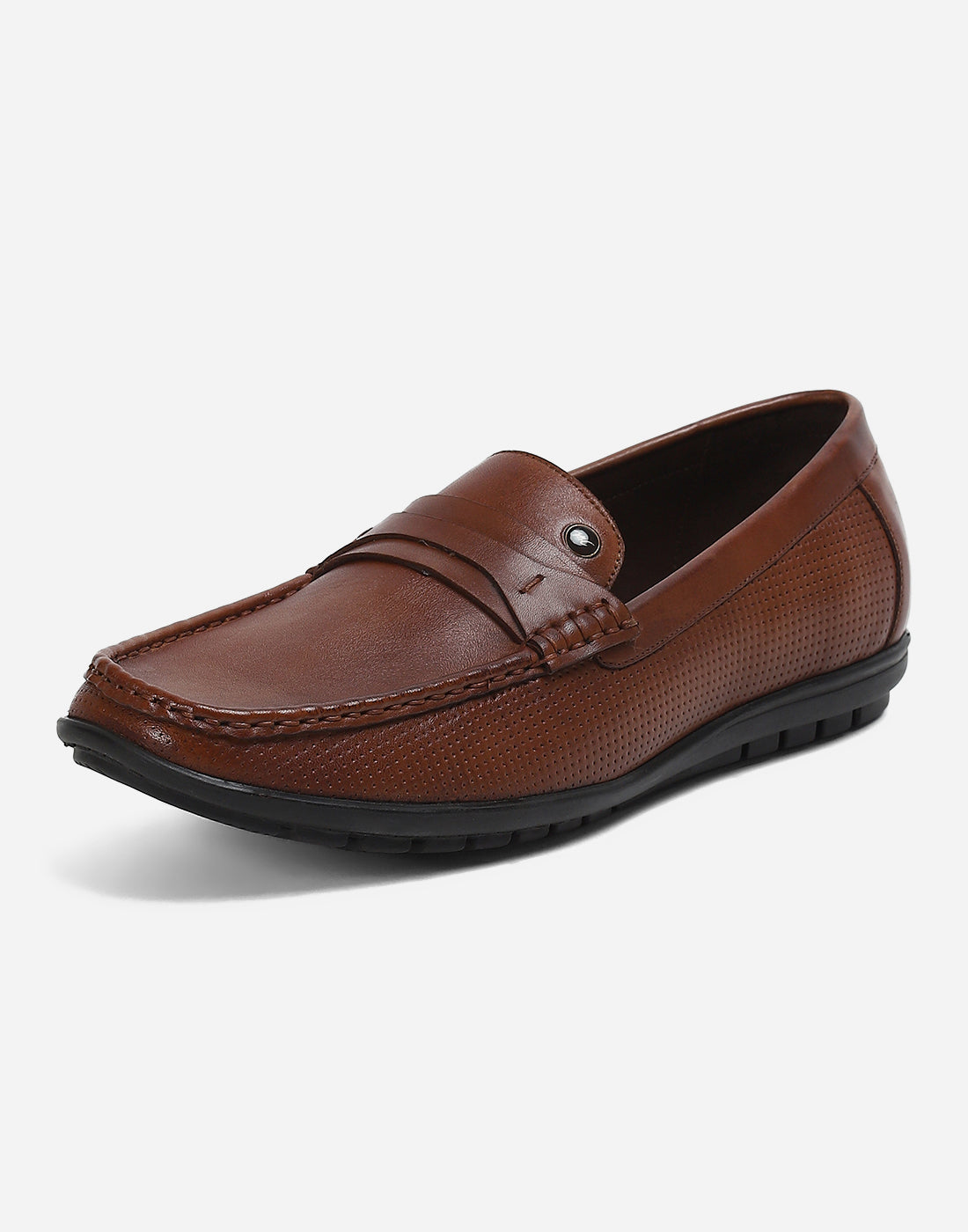 Men Tan Slip on Genuine Leather Loafers