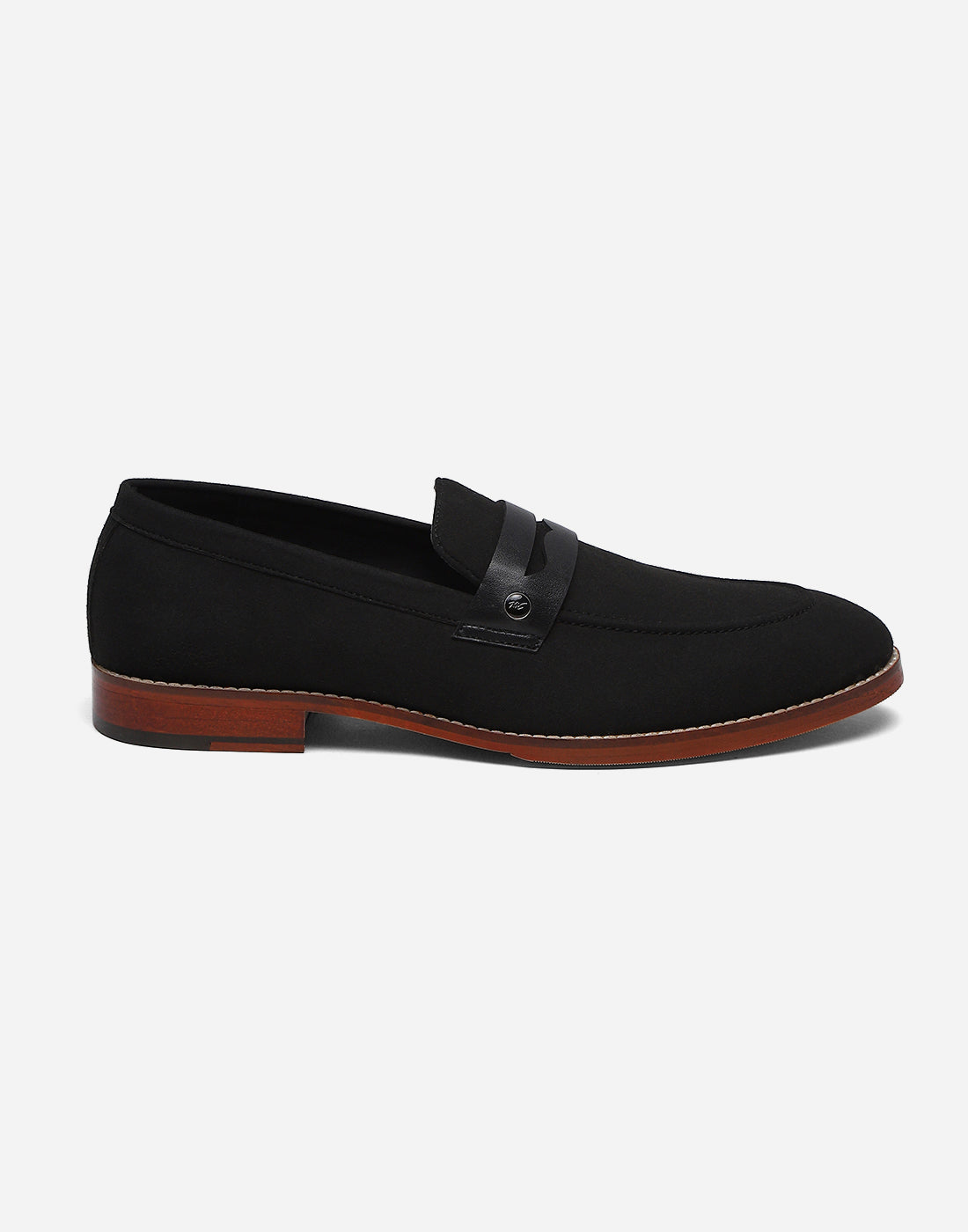 Men Black Slip on Microfiber Loafers