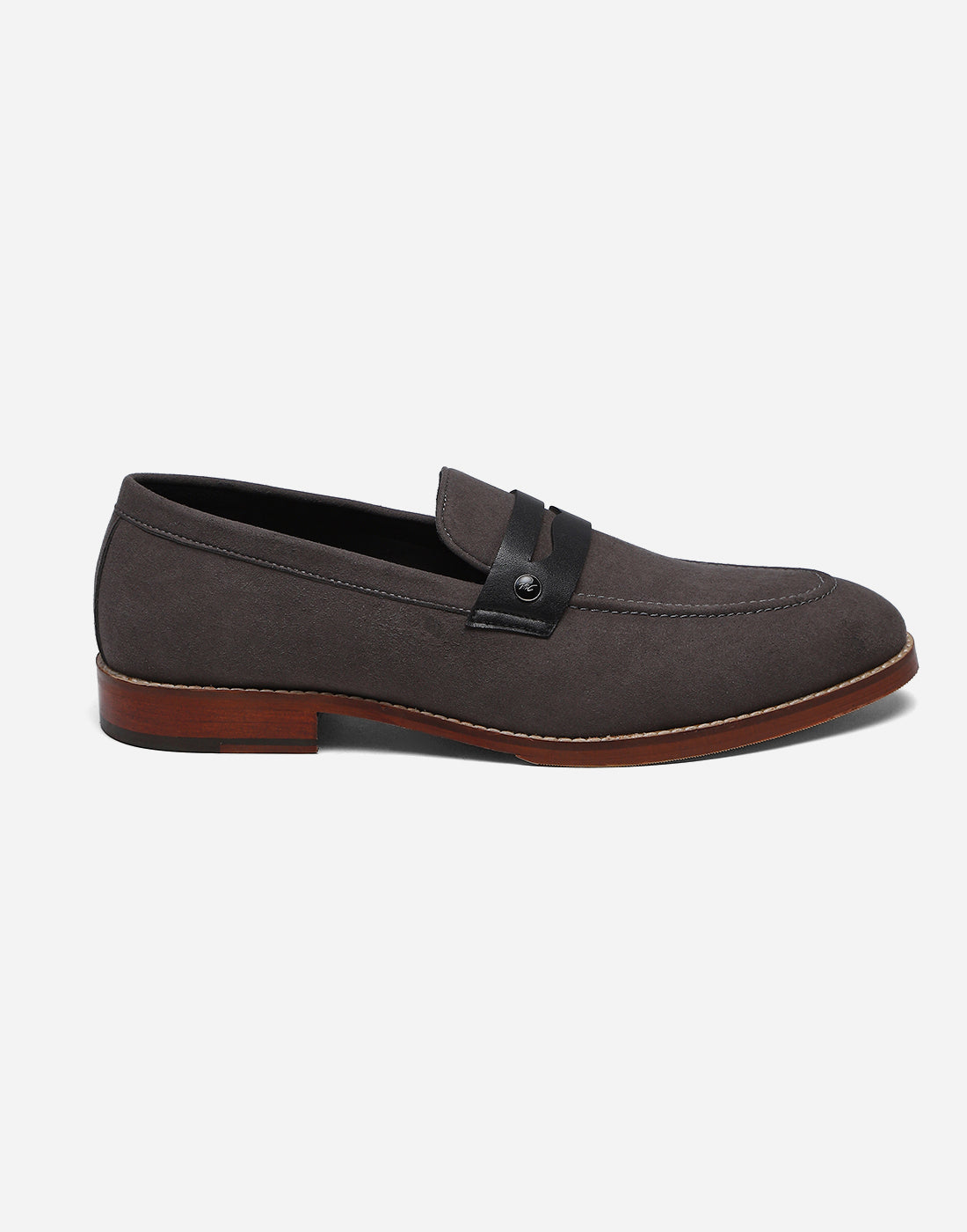 Men Grey Slip on Microfiber Loafers