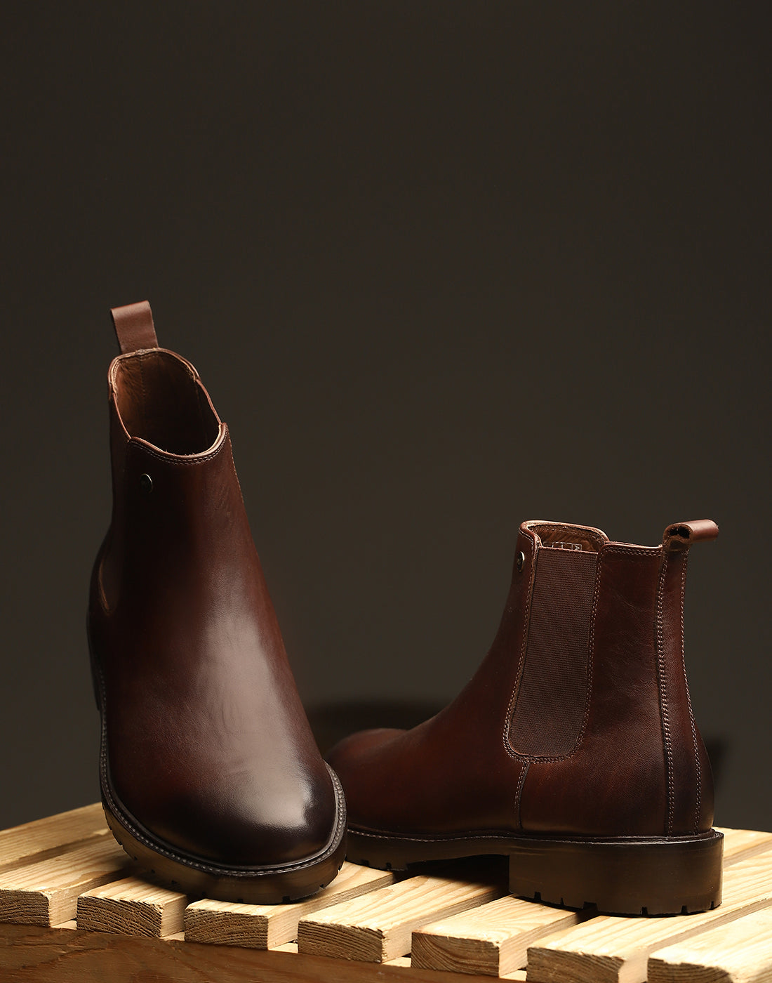 Men Brown Slip on Genuine Leather Chelsea Boots