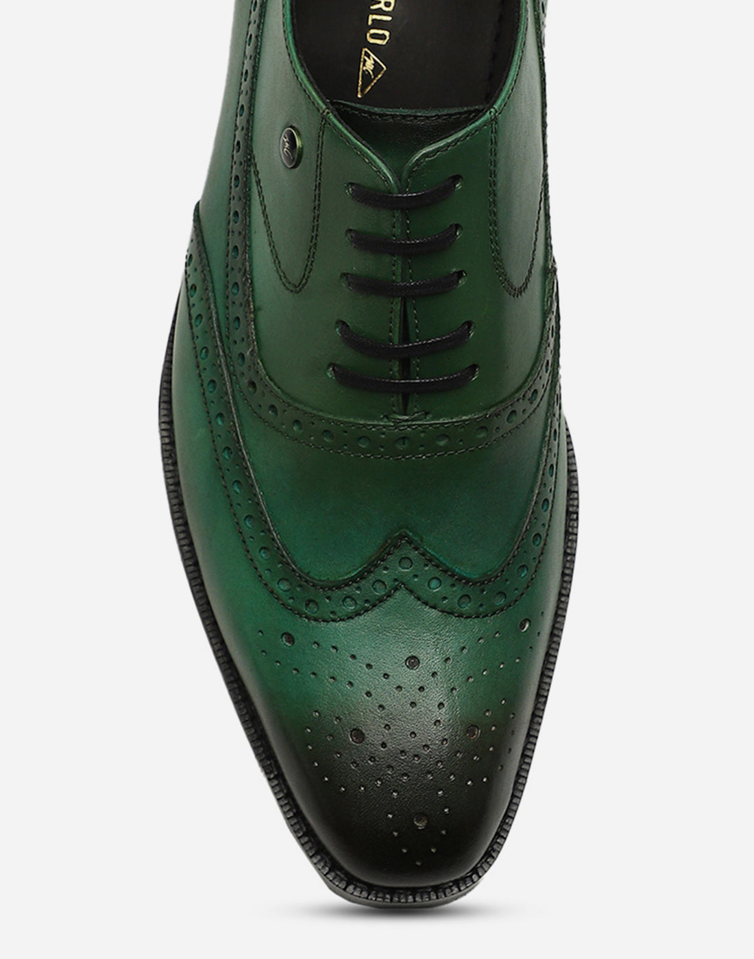 Men Green Lace Up Genuine Leather Formal Brogues