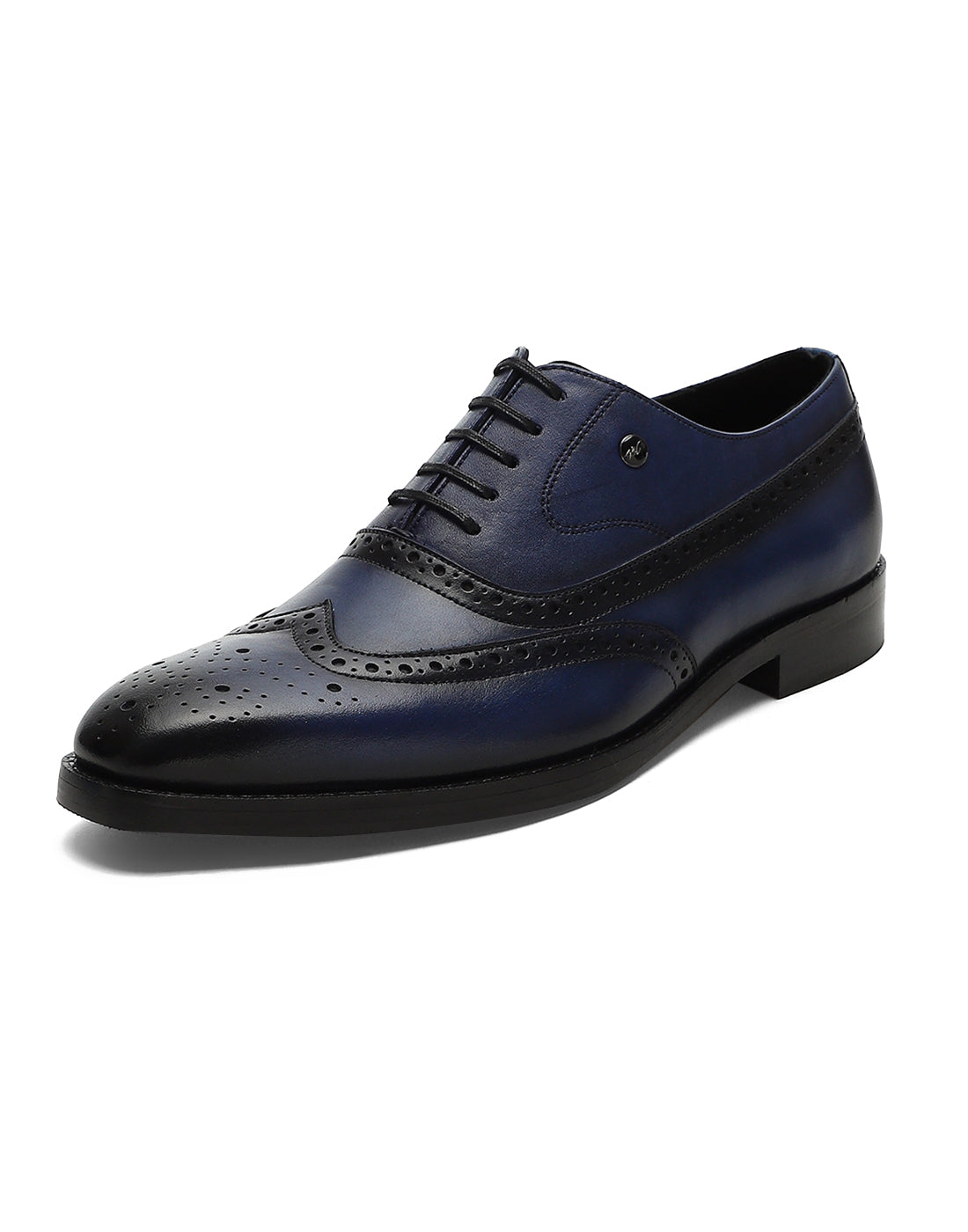 Men Navy Blue Lace Up Genuine Leather Formal Brogues