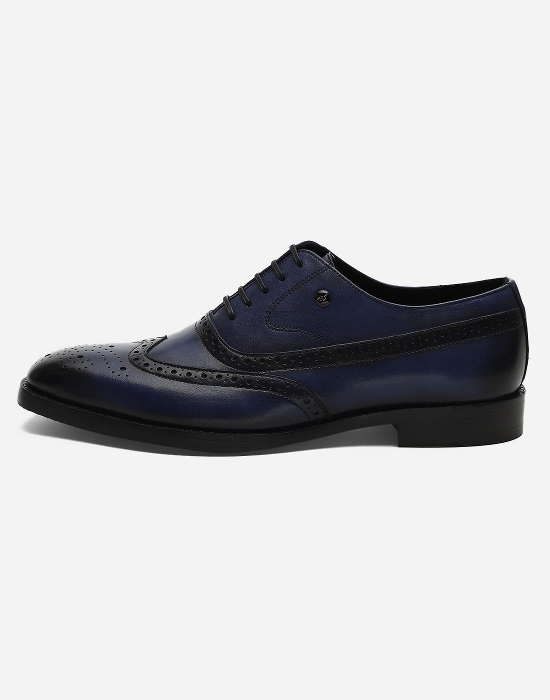 Men Navy Blue Lace Up Genuine Leather Formal Brogues