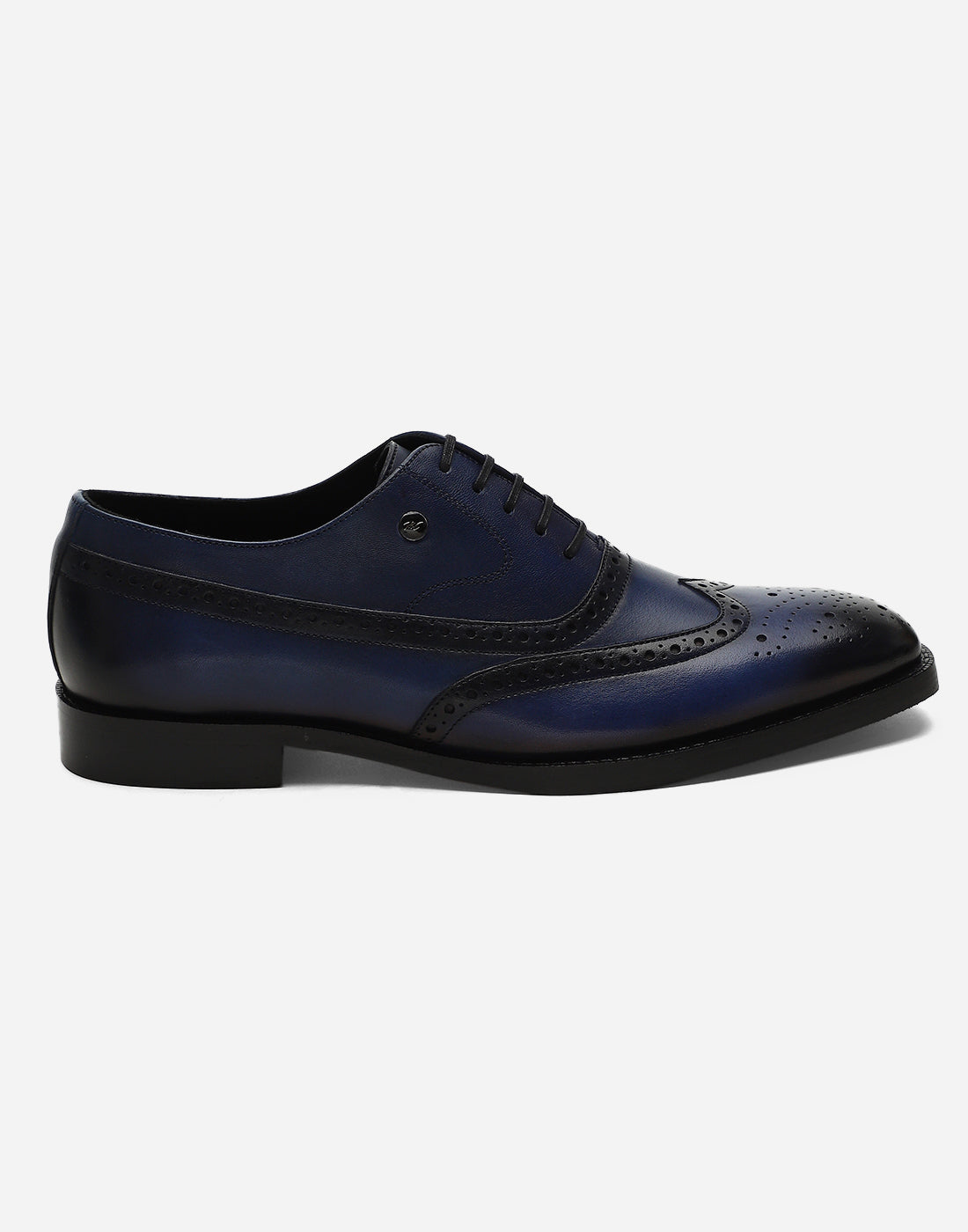 Men Navy Blue Lace Up Genuine Leather Formal Brogues