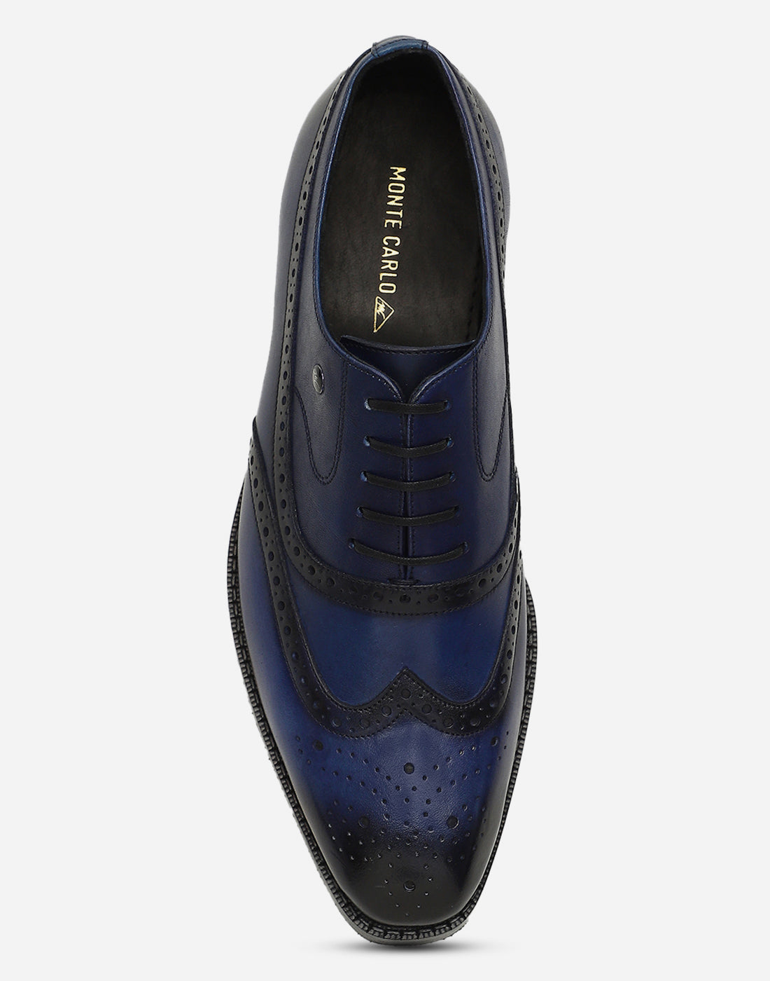 Men Navy Blue Lace Up Genuine Leather Formal Brogues
