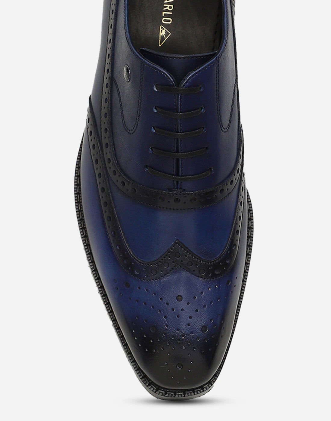 Men Navy Blue Lace Up Genuine Leather Formal Brogues