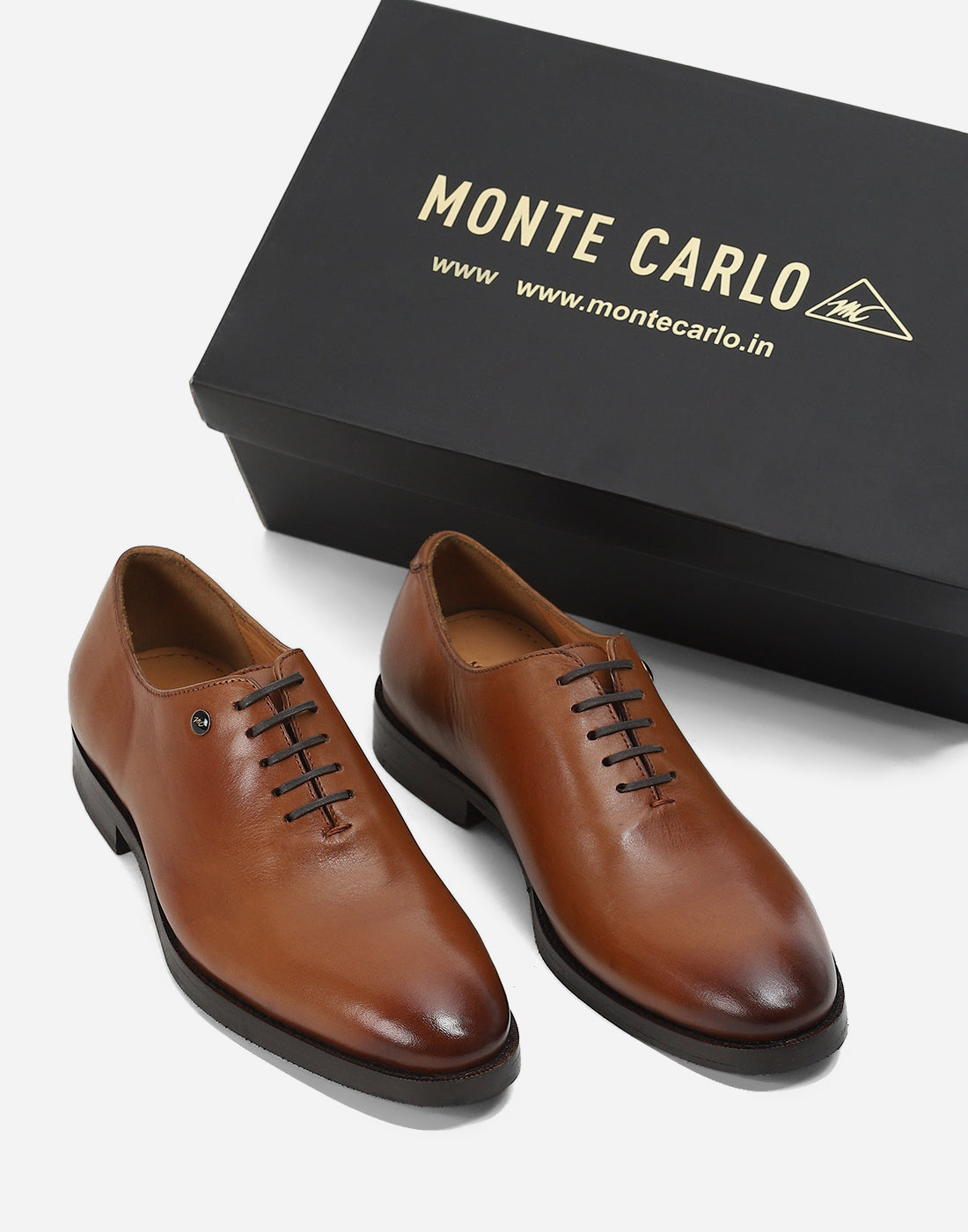 Men Tan Lace Up Genuine Leather Formal Oxfords