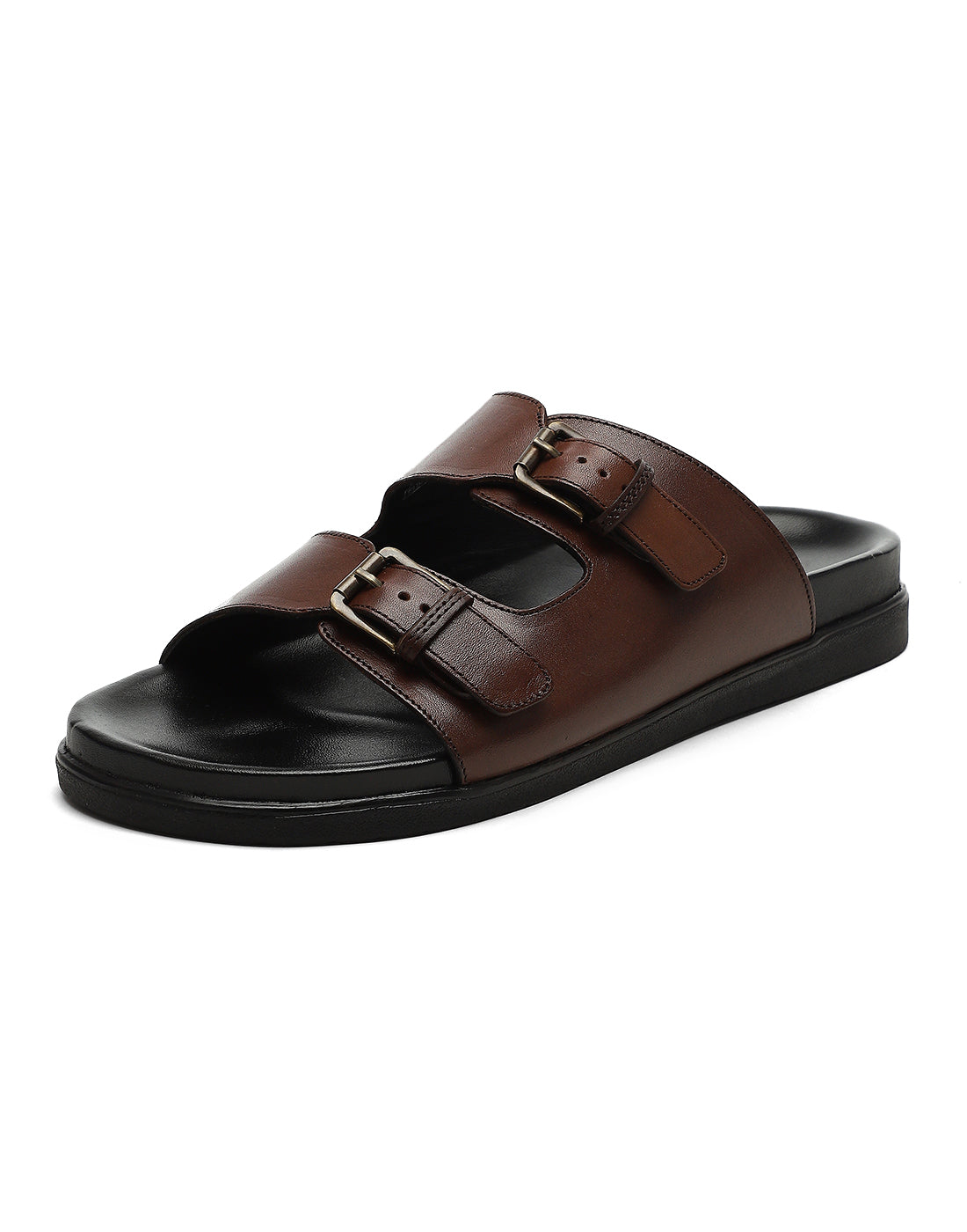 Men Brown Leather Comfort Casual Slippers