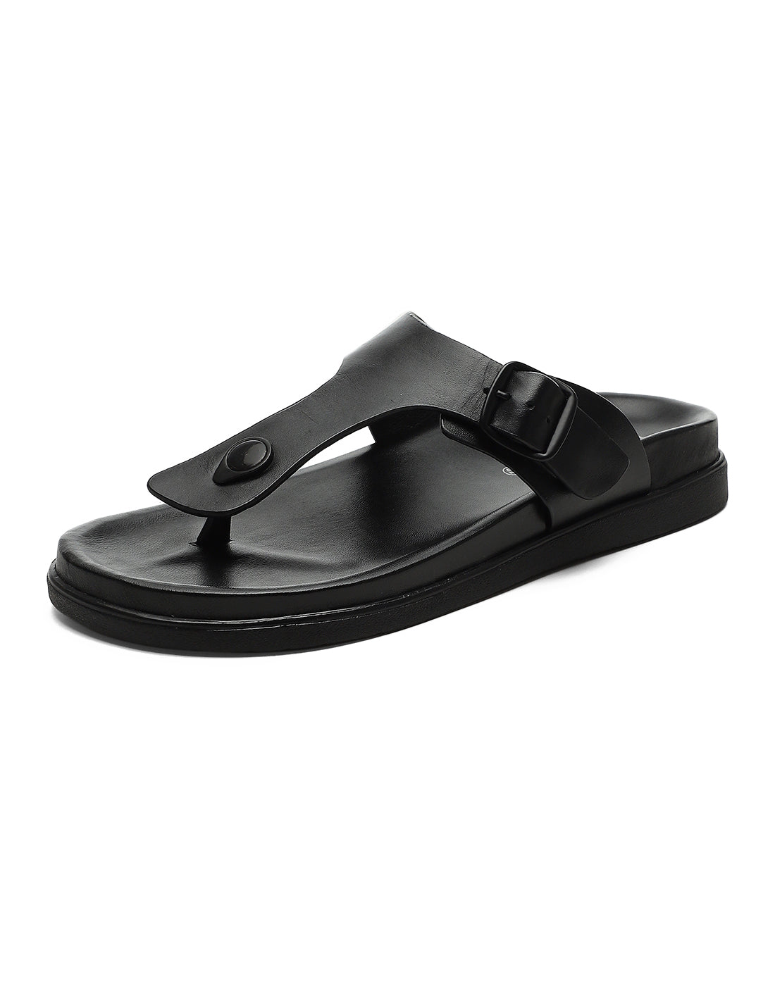 Men Black Leather Comfort Casual Slippers