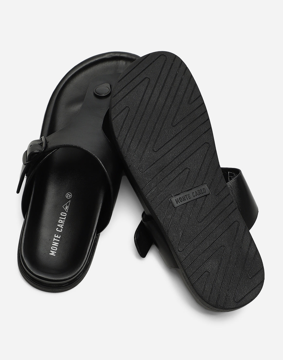 Men Black Leather Comfort Casual Slippers