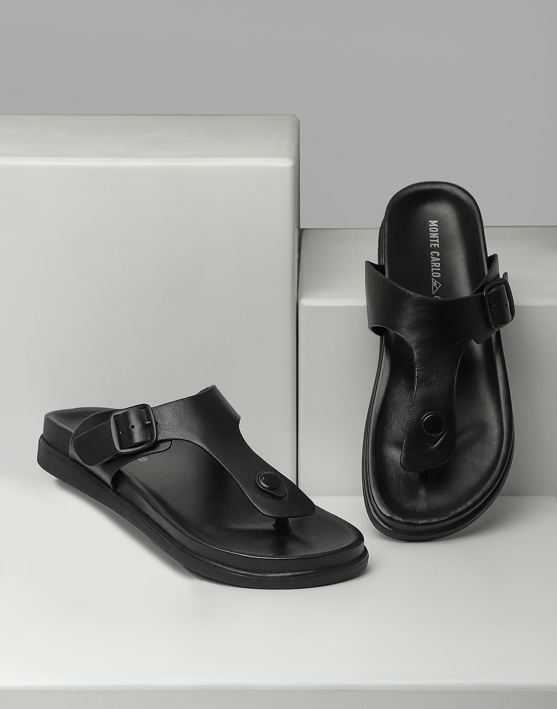 Men Black Leather Comfort Casual Slippers