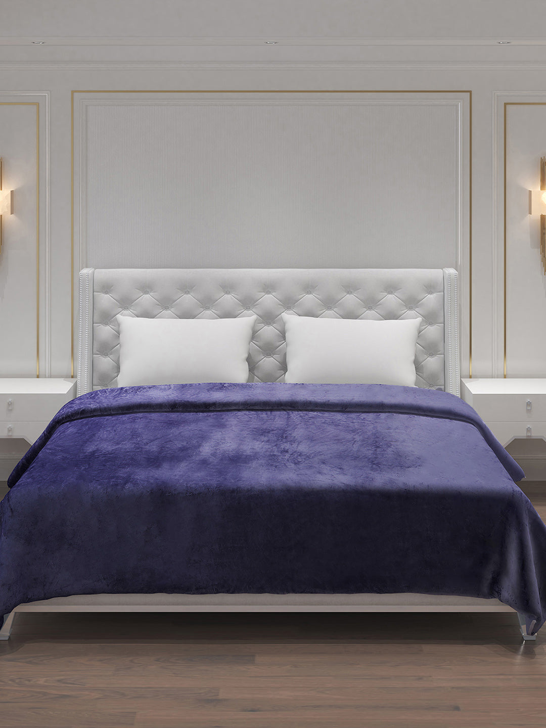 Solid Polyester Double Bed Blanket for AC Room