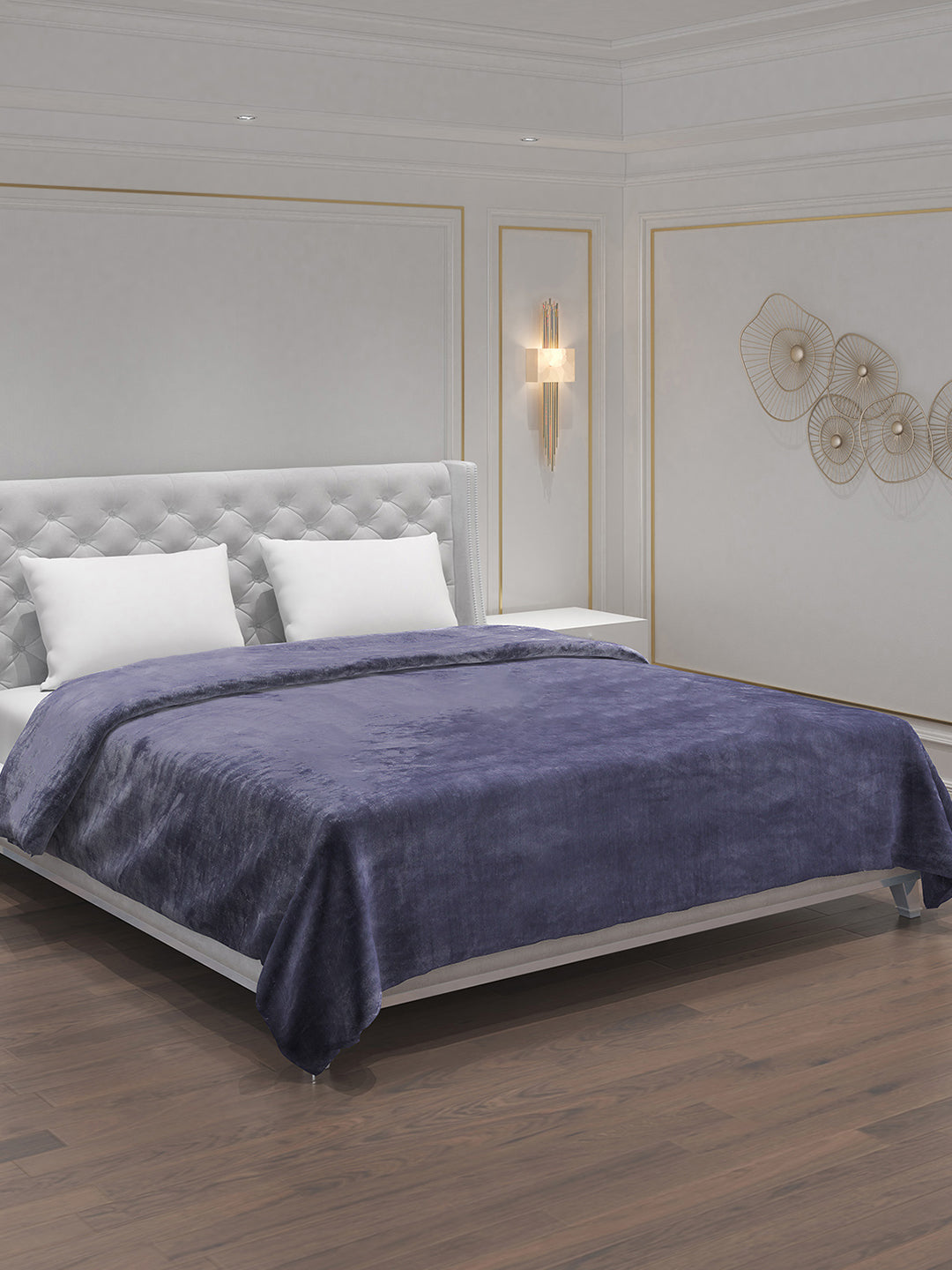 Solid 100% Polyester Double Bed Blanket for AC Room