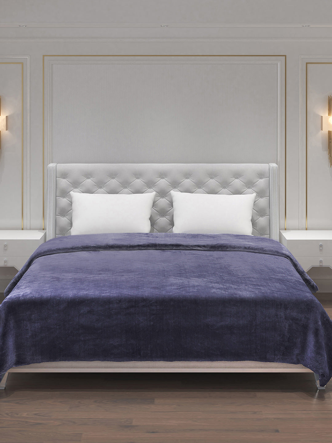 Solid 100% Polyester Double Bed Blanket for AC Room