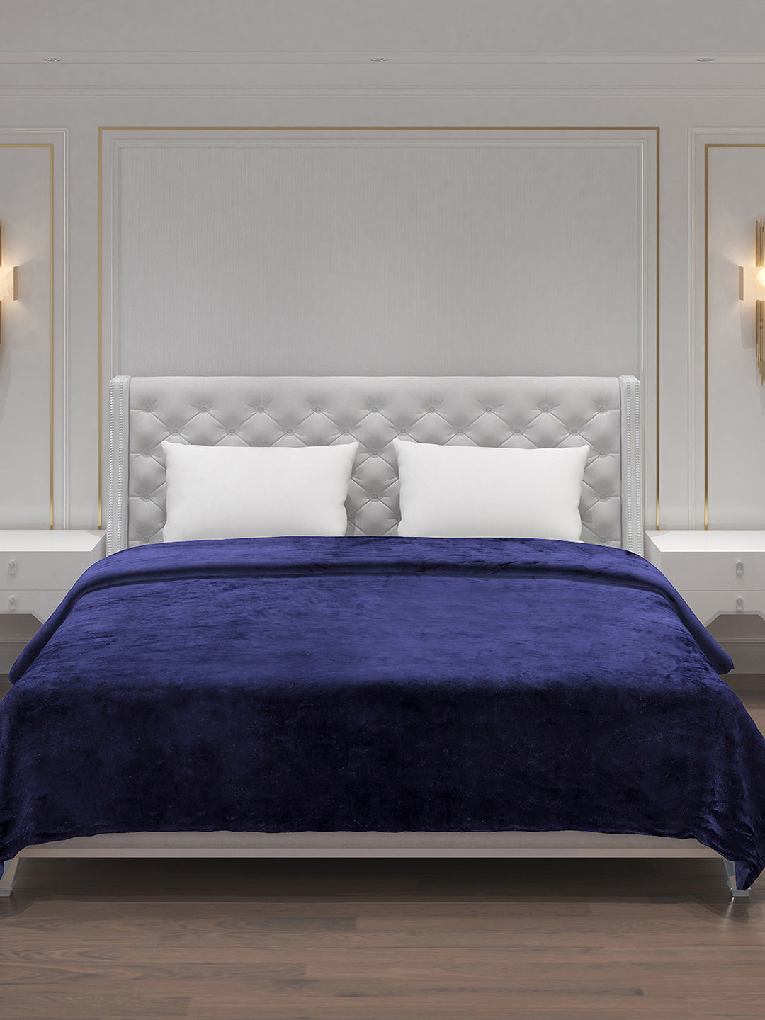 Solid 100% Polyester Double Bed Blanket for AC Room