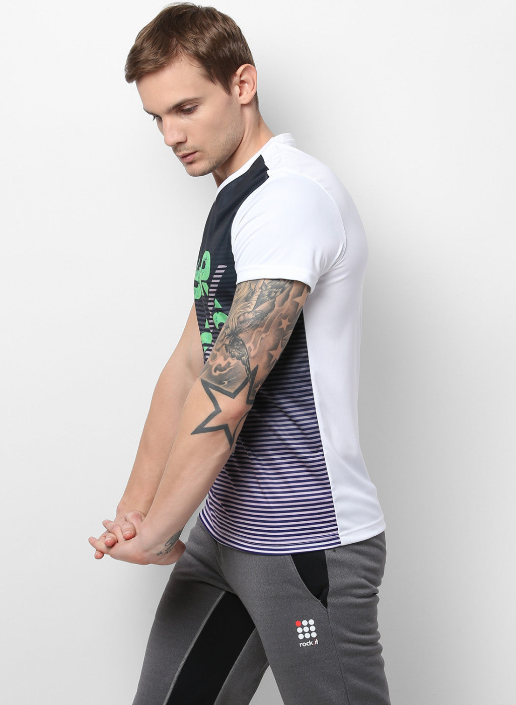 Rock.it NAvy Slim Fit Half Sleeve V Neck T-Shirt