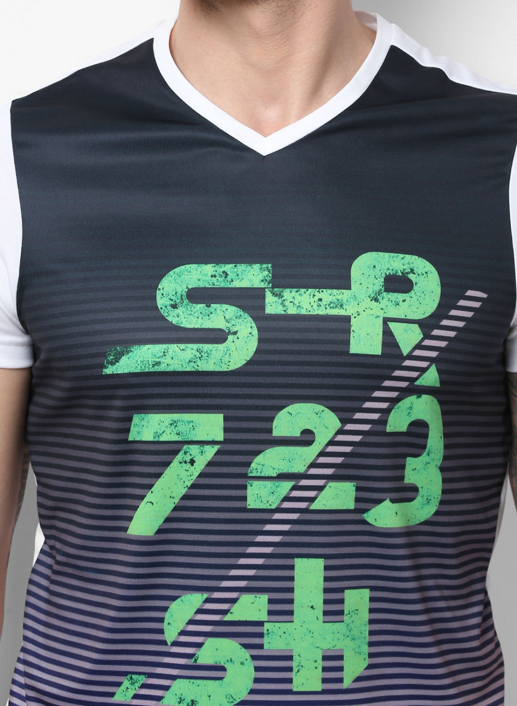 Rock.it NAvy Slim Fit Half Sleeve V Neck T-Shirt