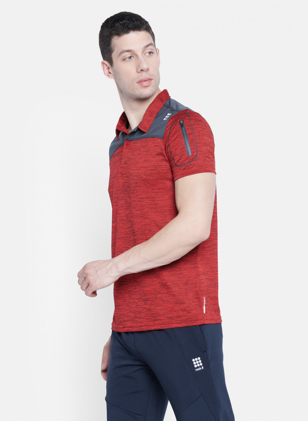 Rock.it Men Red Self Design T-Shirt