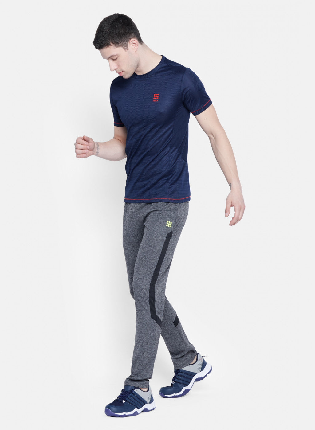 Rock.it Men Navy Blue Self Design T-Shirt