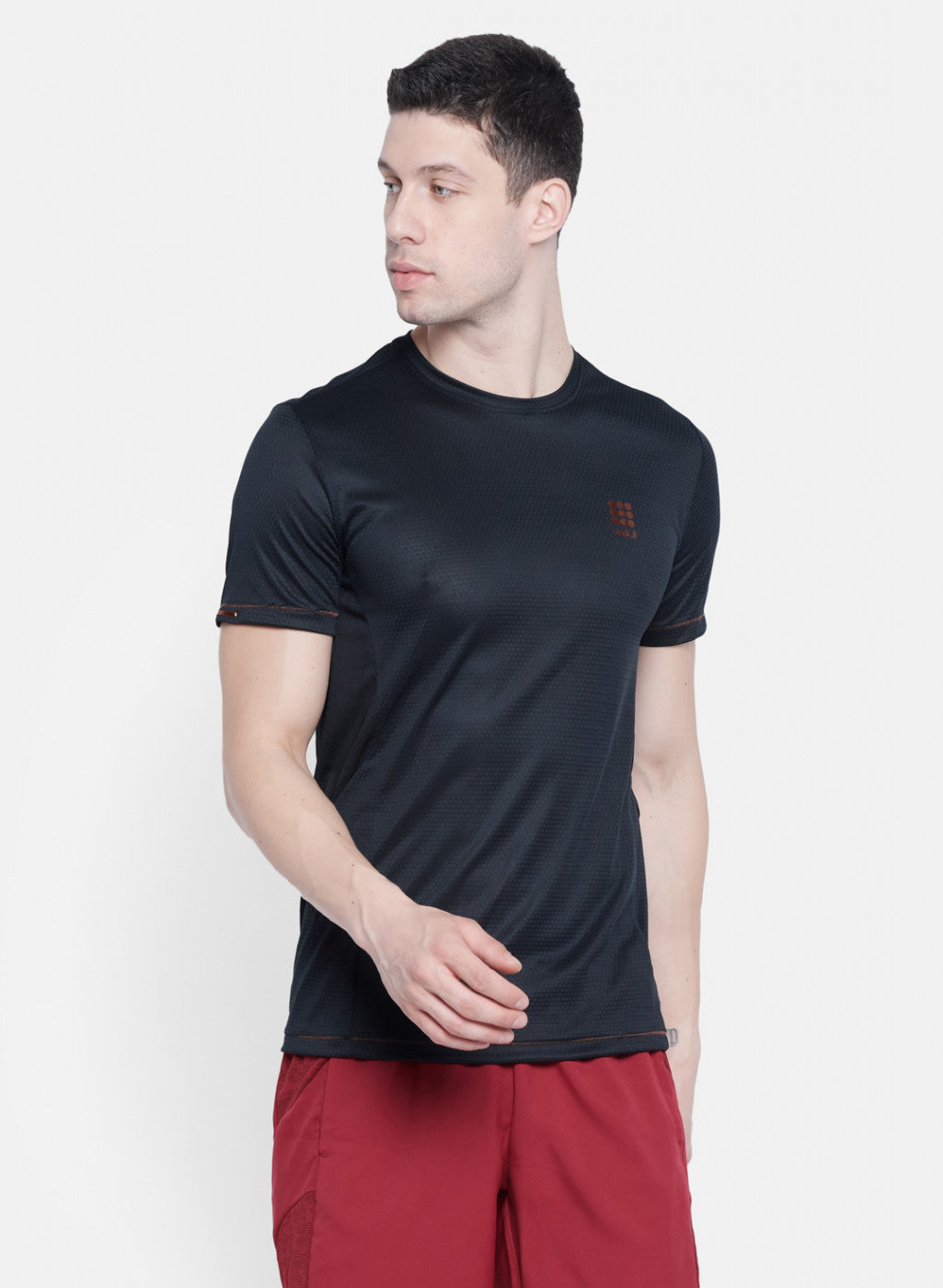 Rock.it Men Black Self Design T-Shirt