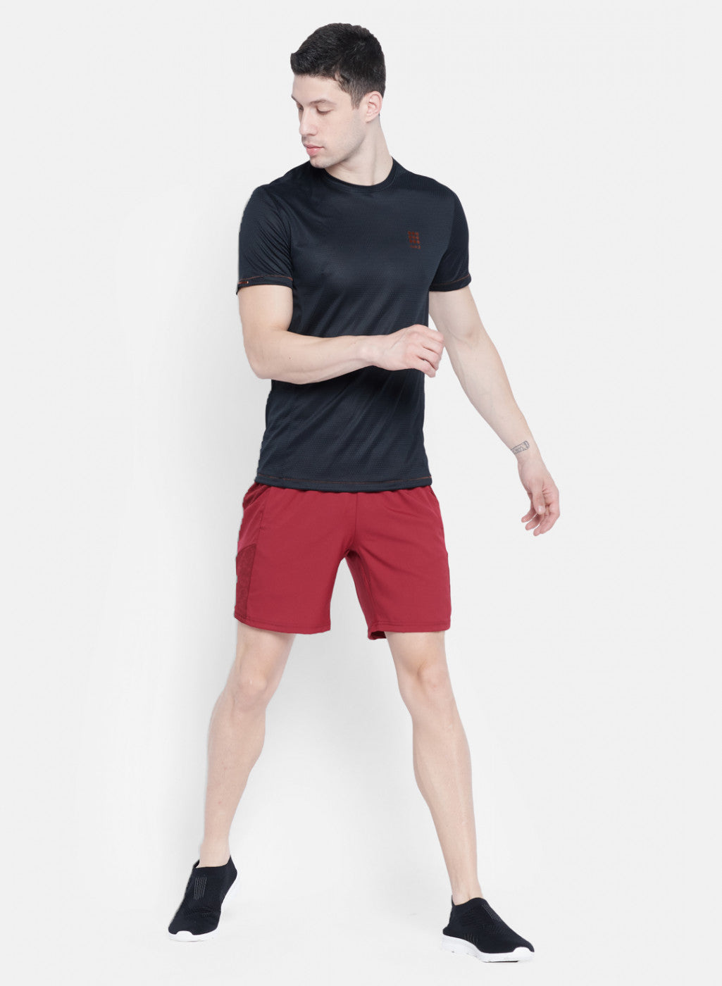 Rock.it Men Black Self Design T-Shirt