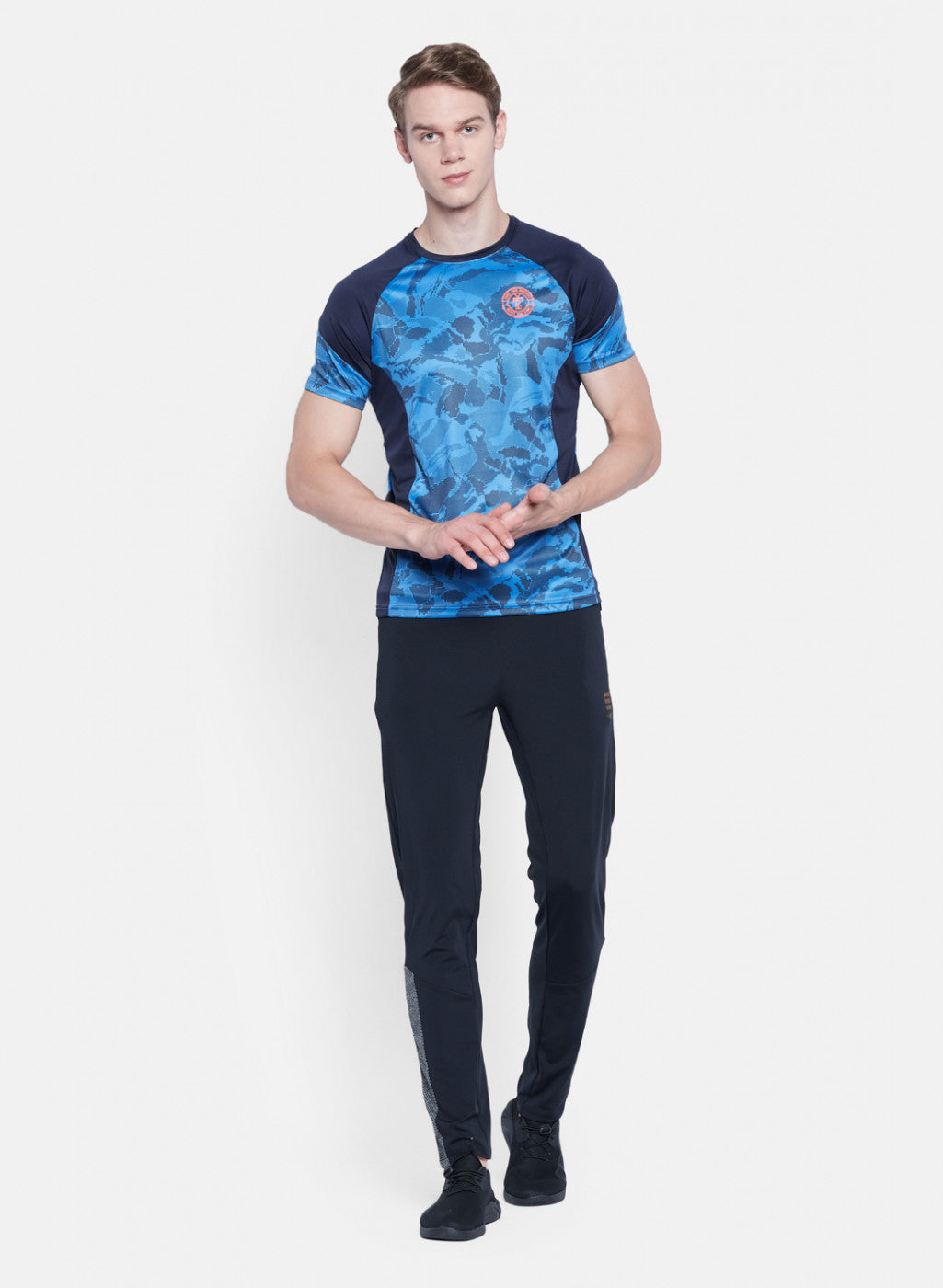 Rock.it Men Blue Self Design T-Shirt