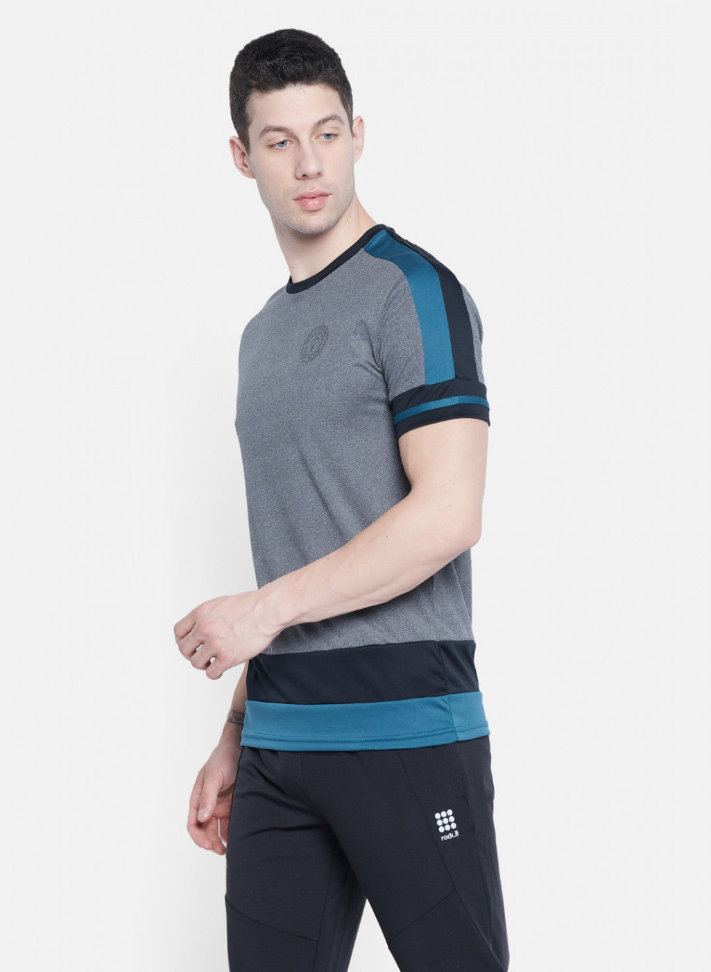 Rock.it Men Grey Self Design T-Shirt