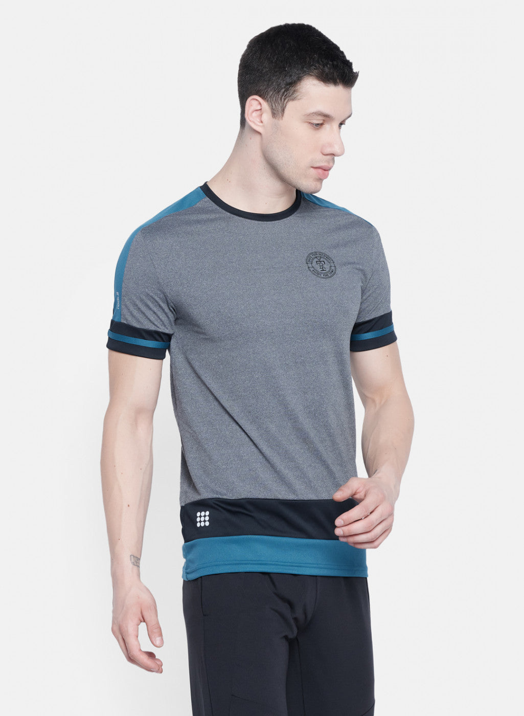 Rock.it Men Grey Self Design T-Shirt