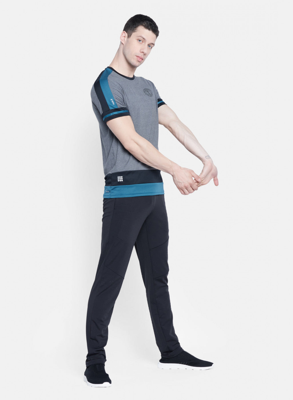 Rock.it Men Grey Self Design T-Shirt