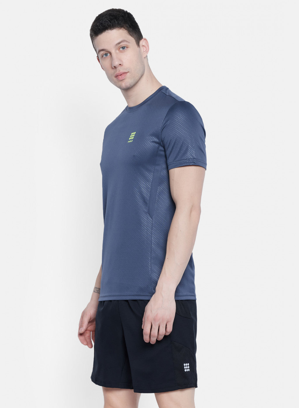 Rock.it Men Grey Self Design T-Shirt