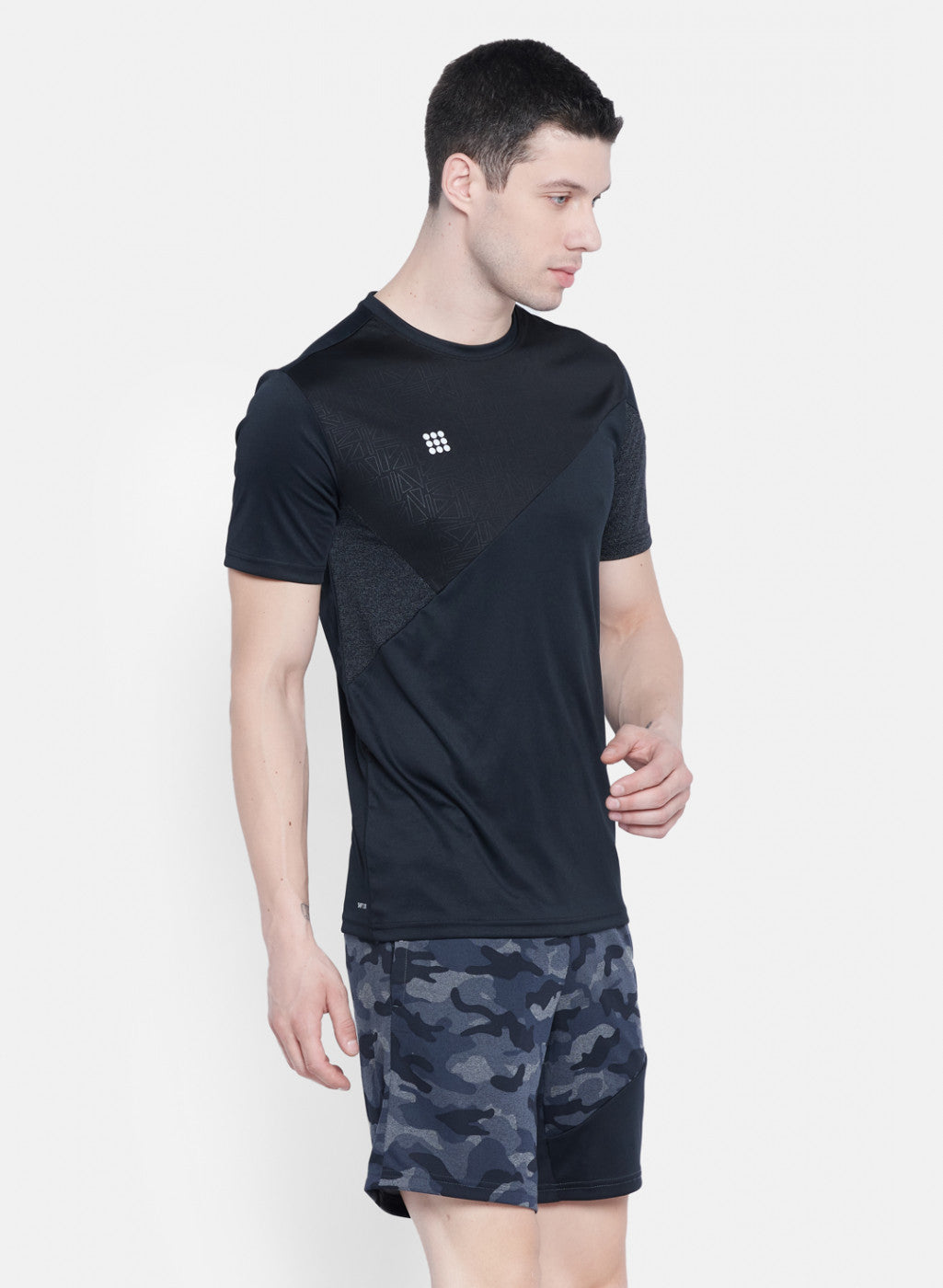 Rock.it Men Black Self Design T-Shirt