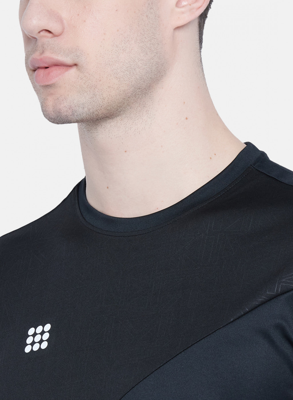 Rock.it Men Black Self Design T-Shirt