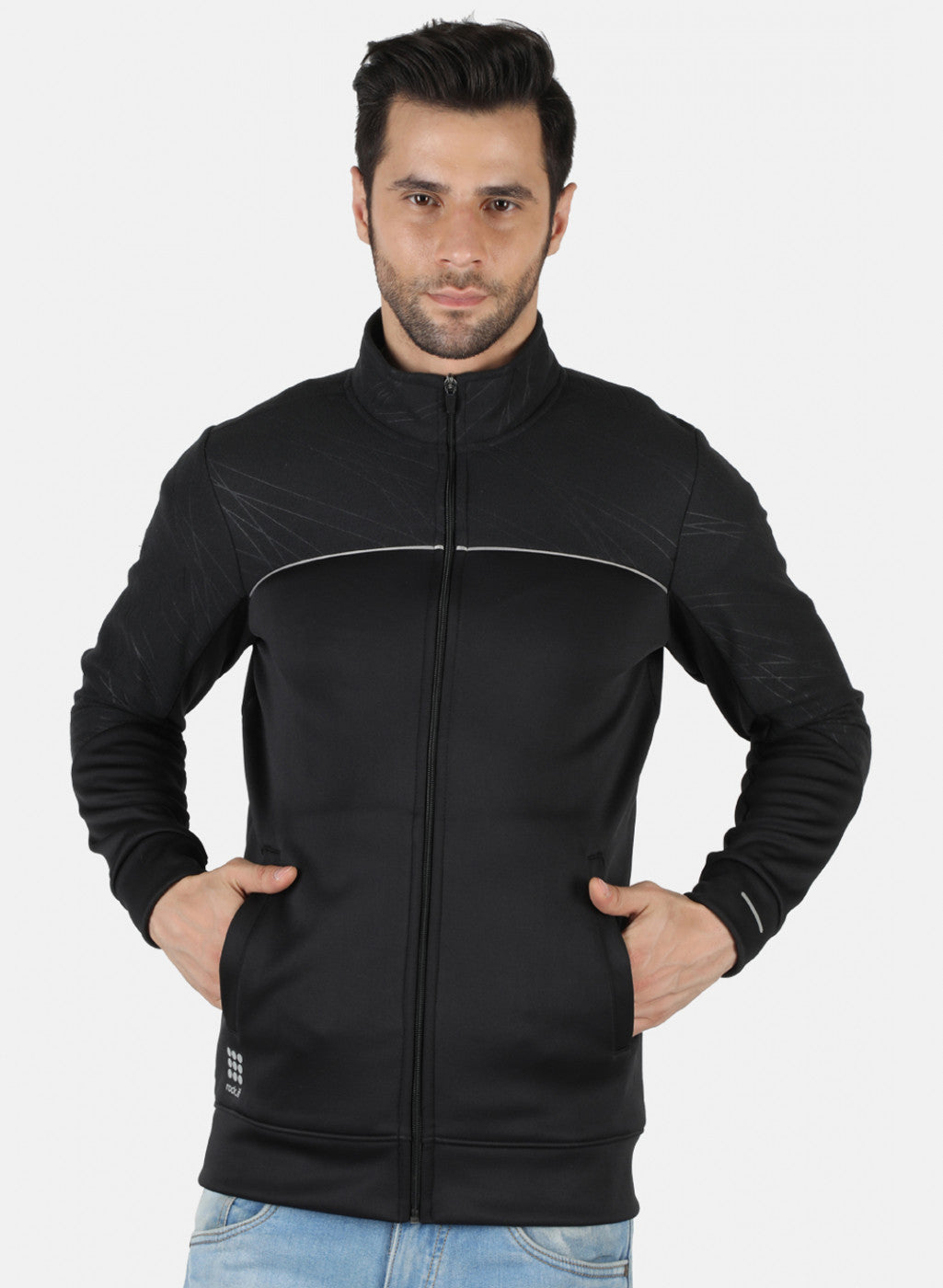 Rock.it Black Regular Fit Full Sleeve Collar Neck Sweatshirt