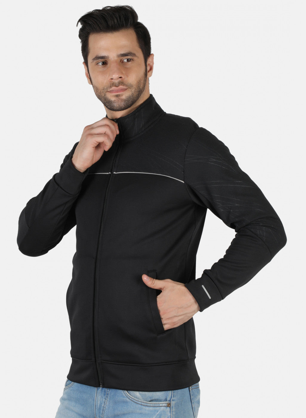 Rock.it Black Regular Fit Full Sleeve Collar Neck Sweatshirt